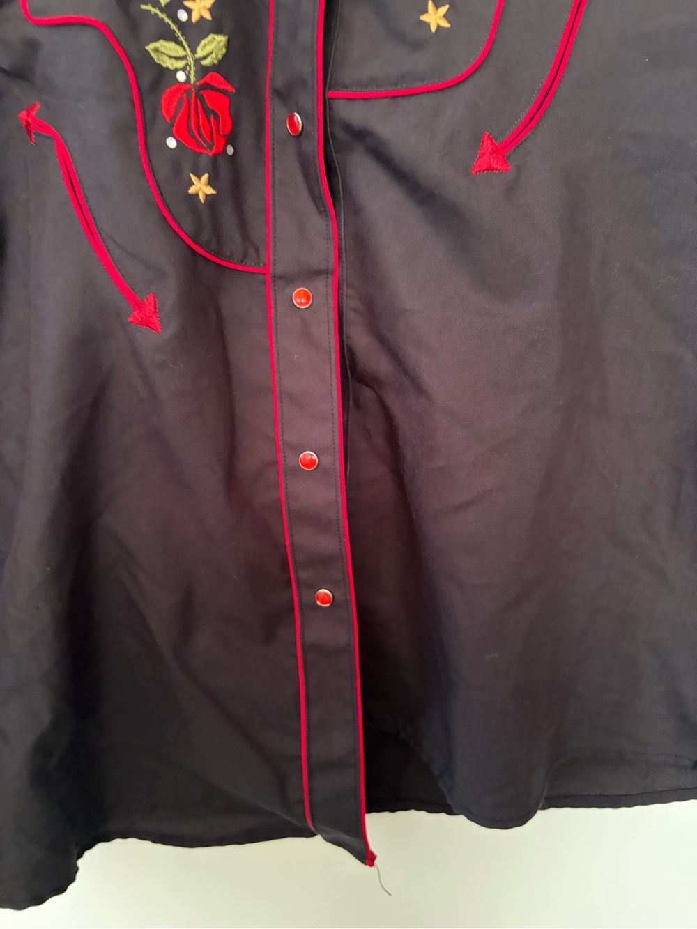 Ranger's Woman Black Western Shirt with Red Rose & Boot Embroidery - L - Picture 8 of 13